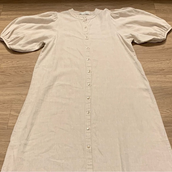 Lanhtropy Bubble Linen Midi Dress in Natural Size S - Picture 6 of 14